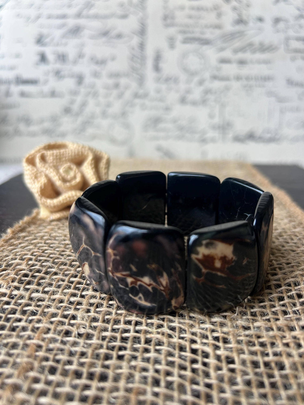 Black statement bracelet Tagua bracelet