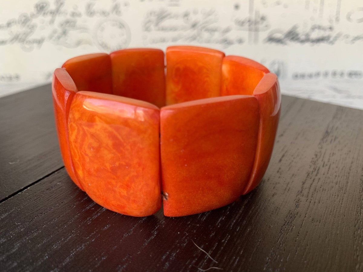 Orange statement tagua bracelet