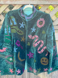 Suzani velvet jacket forest (sjv25)