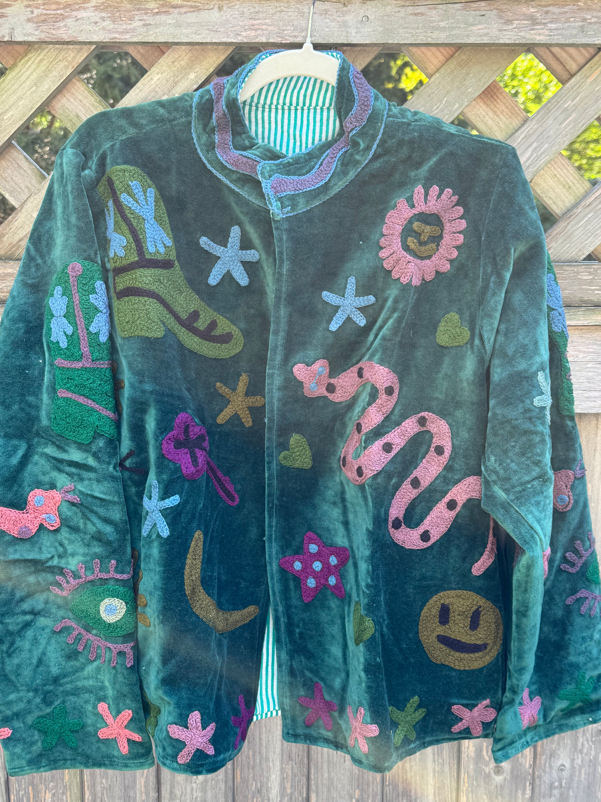 Suzani velvet jacket forest (sjv25)
