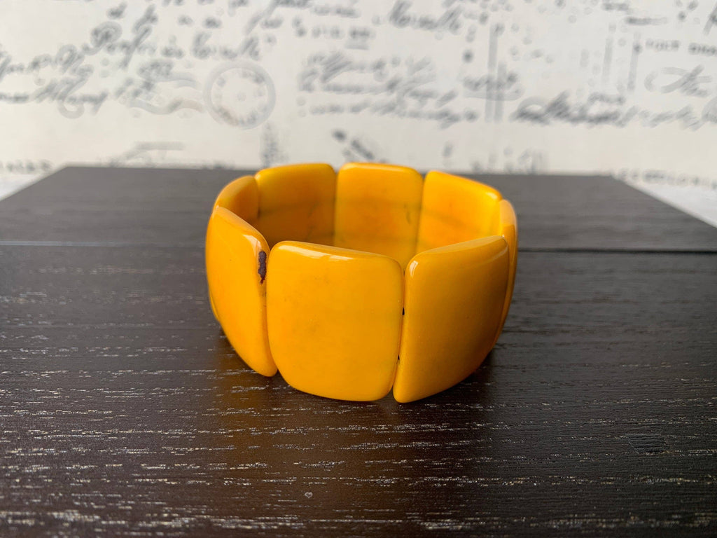Yellow beaded tagua bracelet