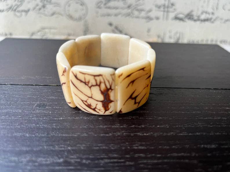 Ivory White Tagua Nut Statement Bracelet,