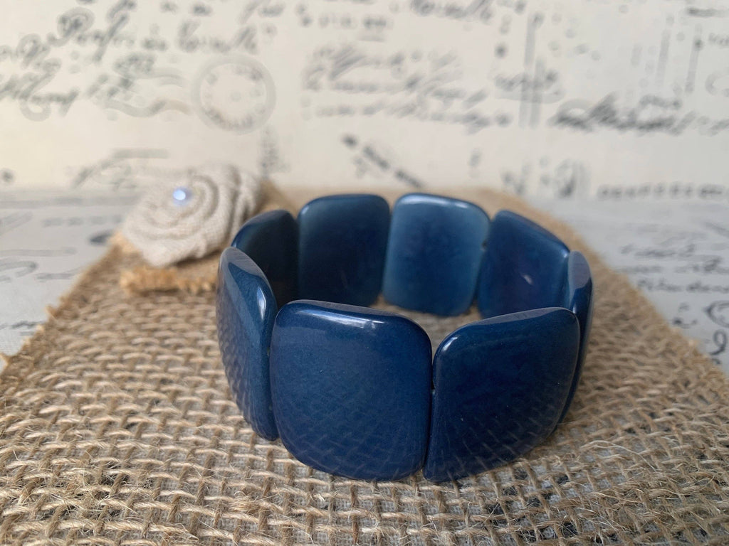 Blue statement tagua bracelet