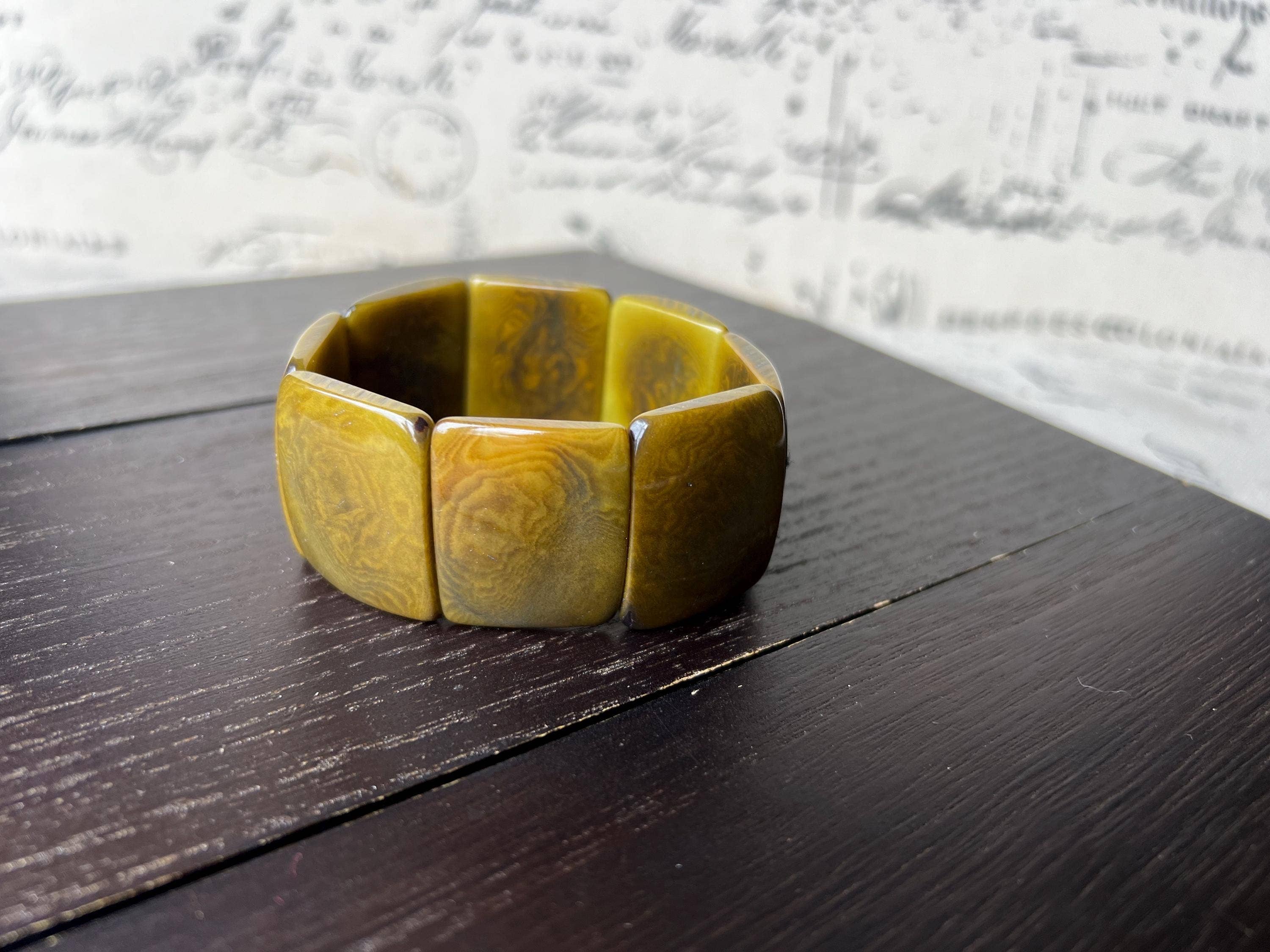 Olive green beaded tagua bracelet