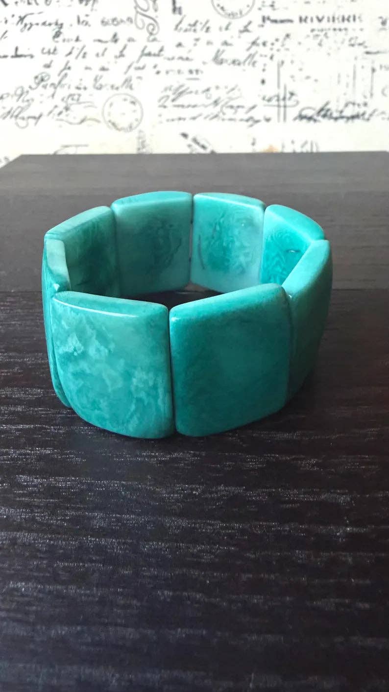 Turquoise green tagua  bracelet
