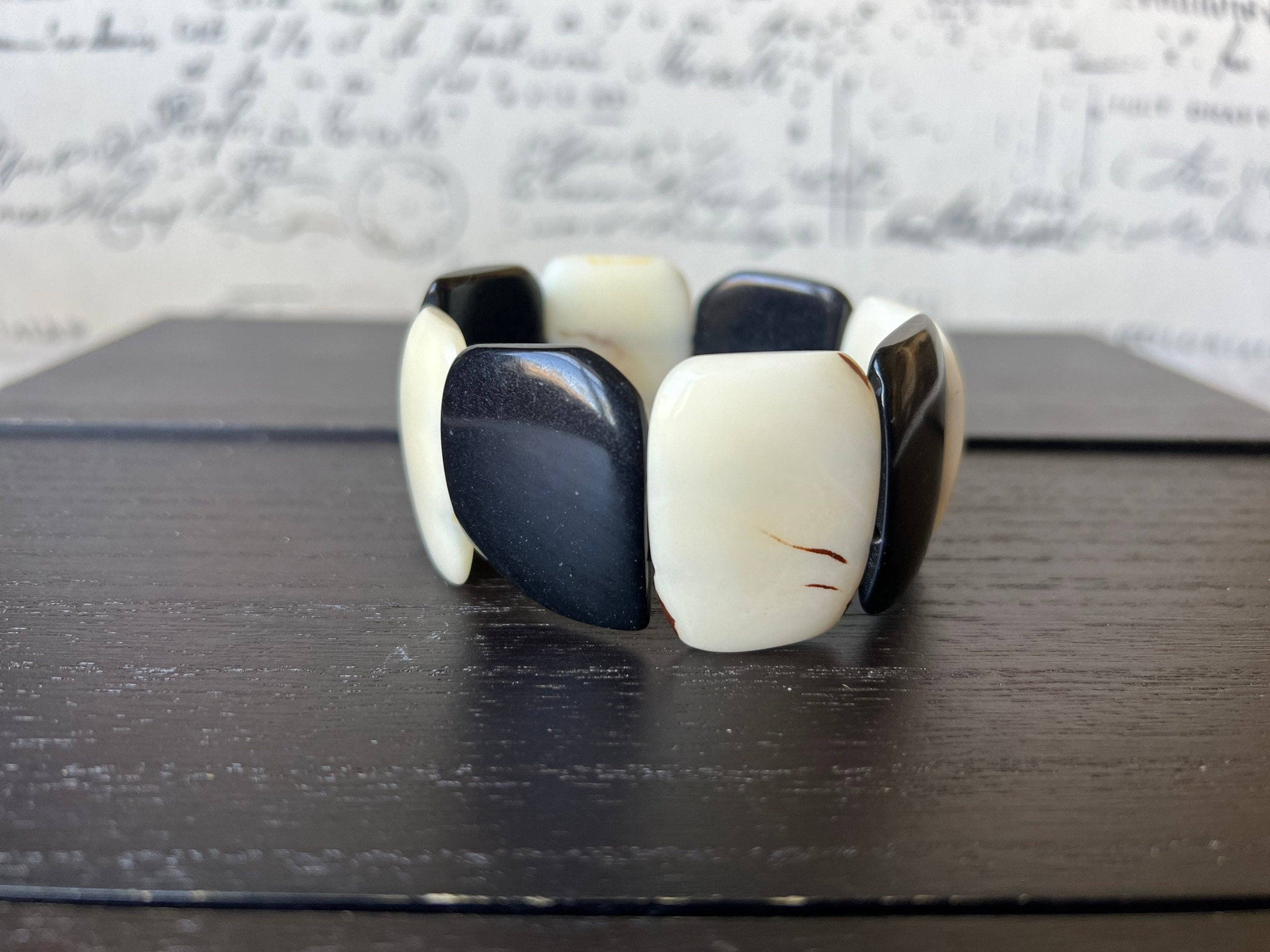 Black and White statement tagua bracelet