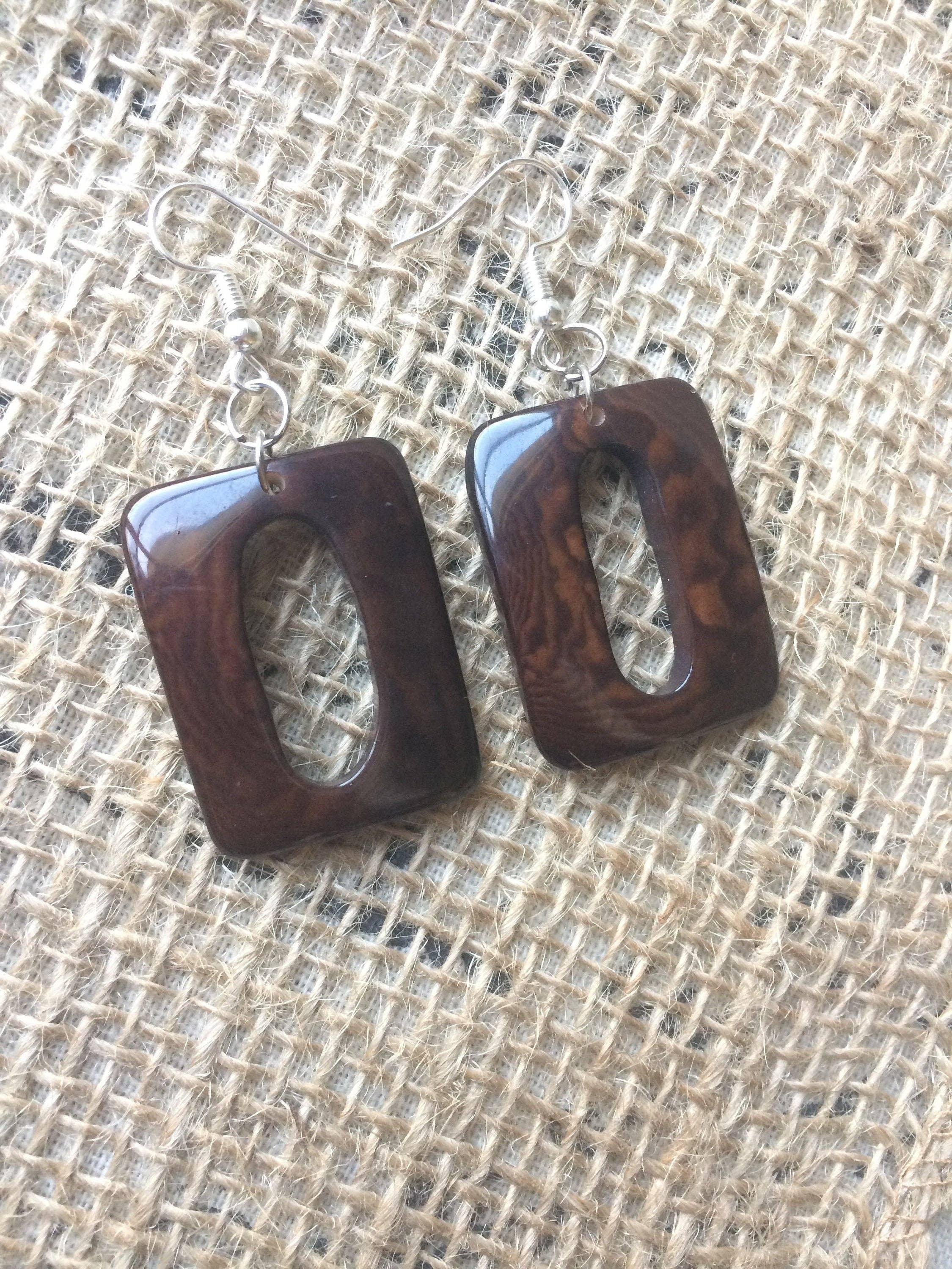 Chocolate brown Tagua earrings