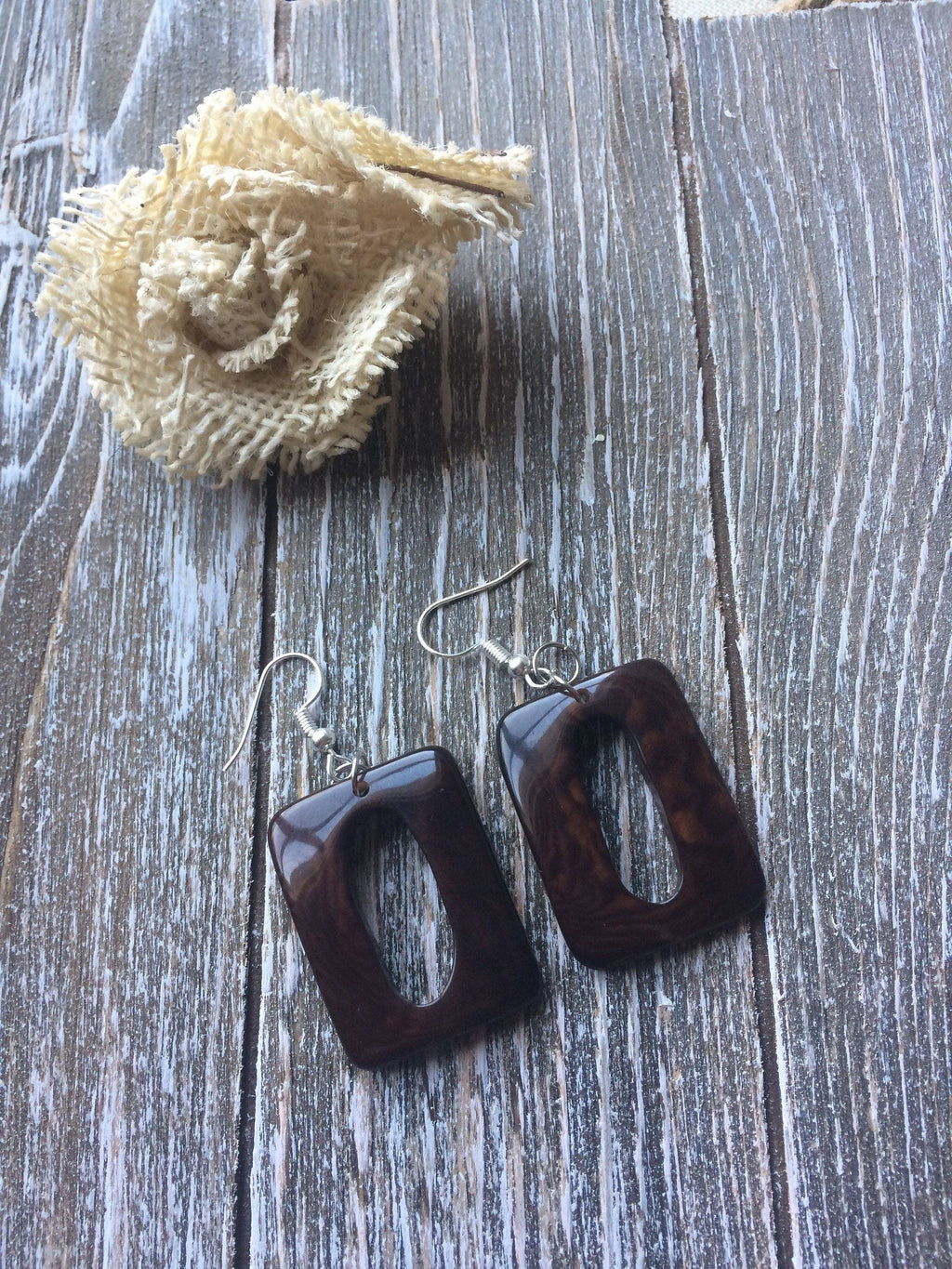 Chocolate brown Tagua earrings