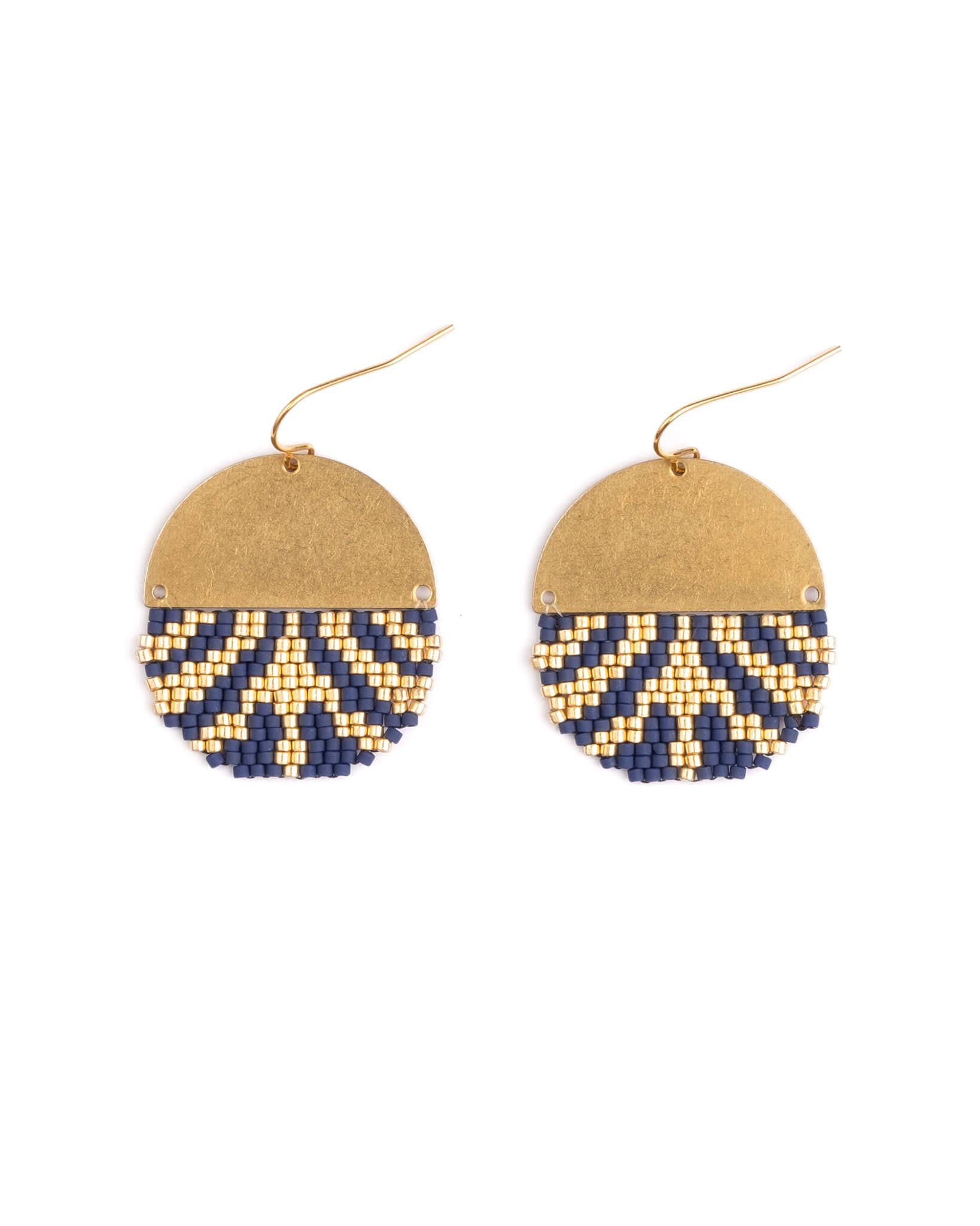 Beaded Handwoven Savoy Drop Earrings (Blue)