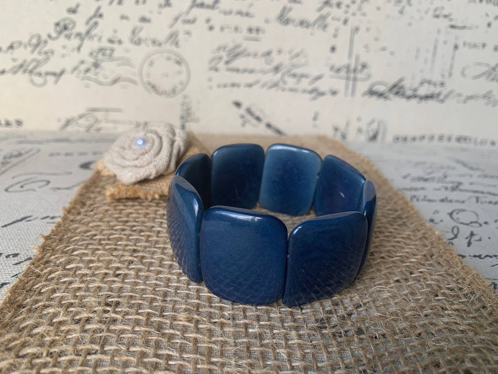 Blue statement tagua bracelet