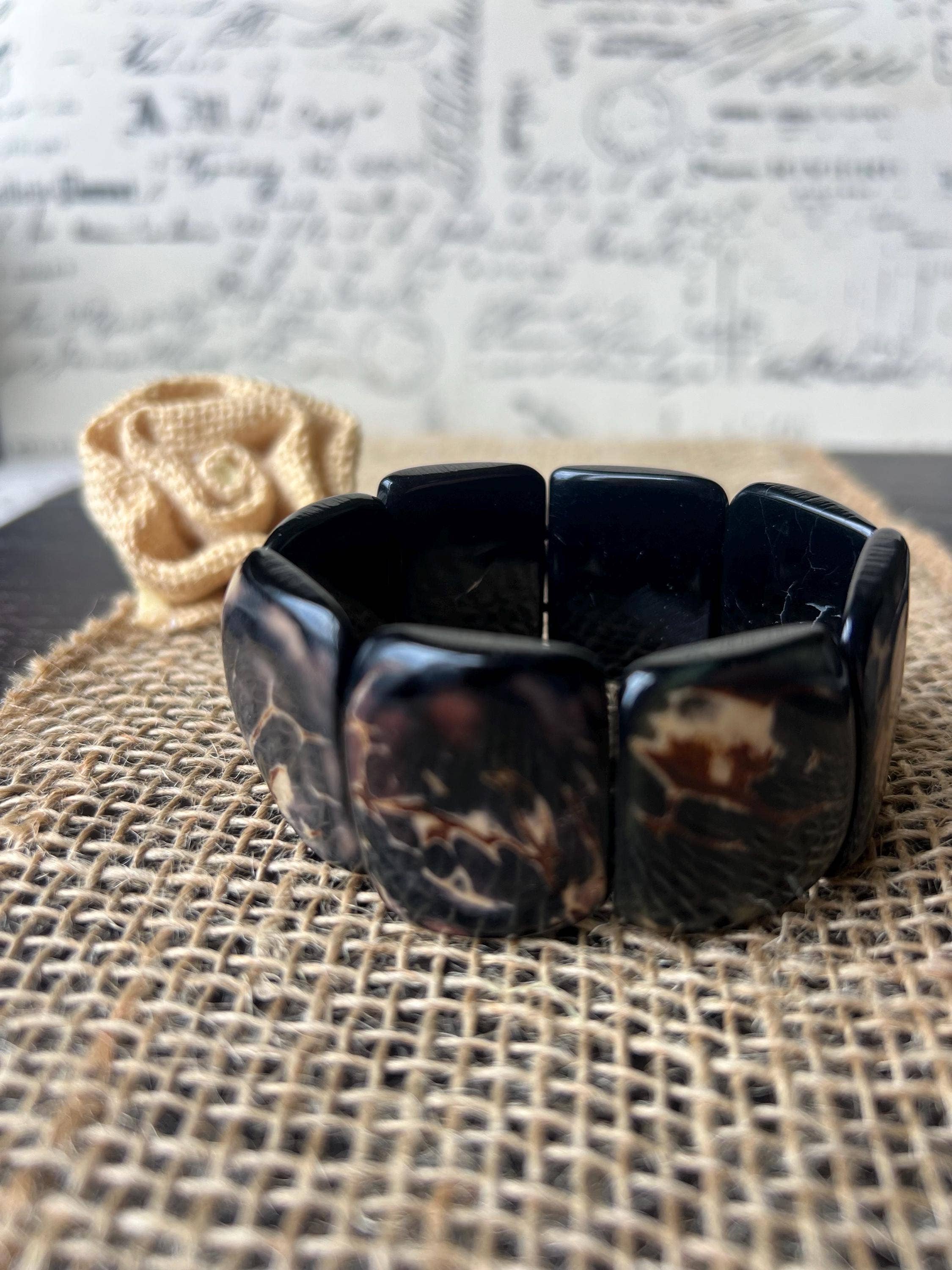 Black statement bracelet Tagua bracelet