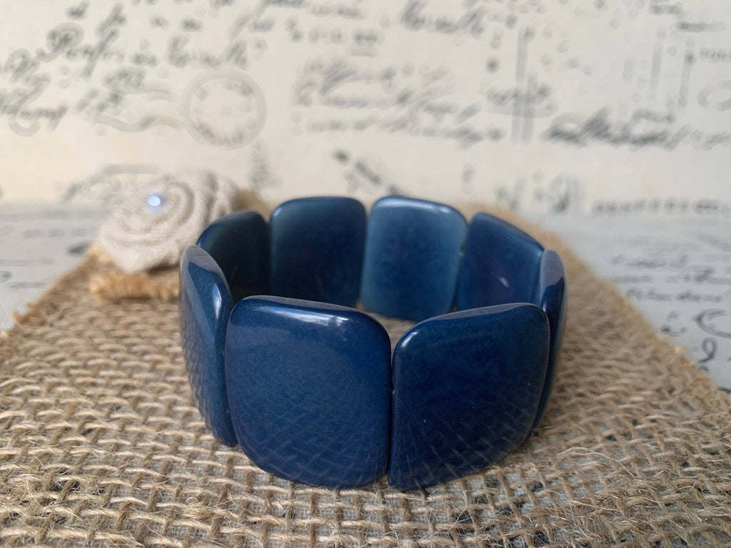 Blue statement tagua bracelet