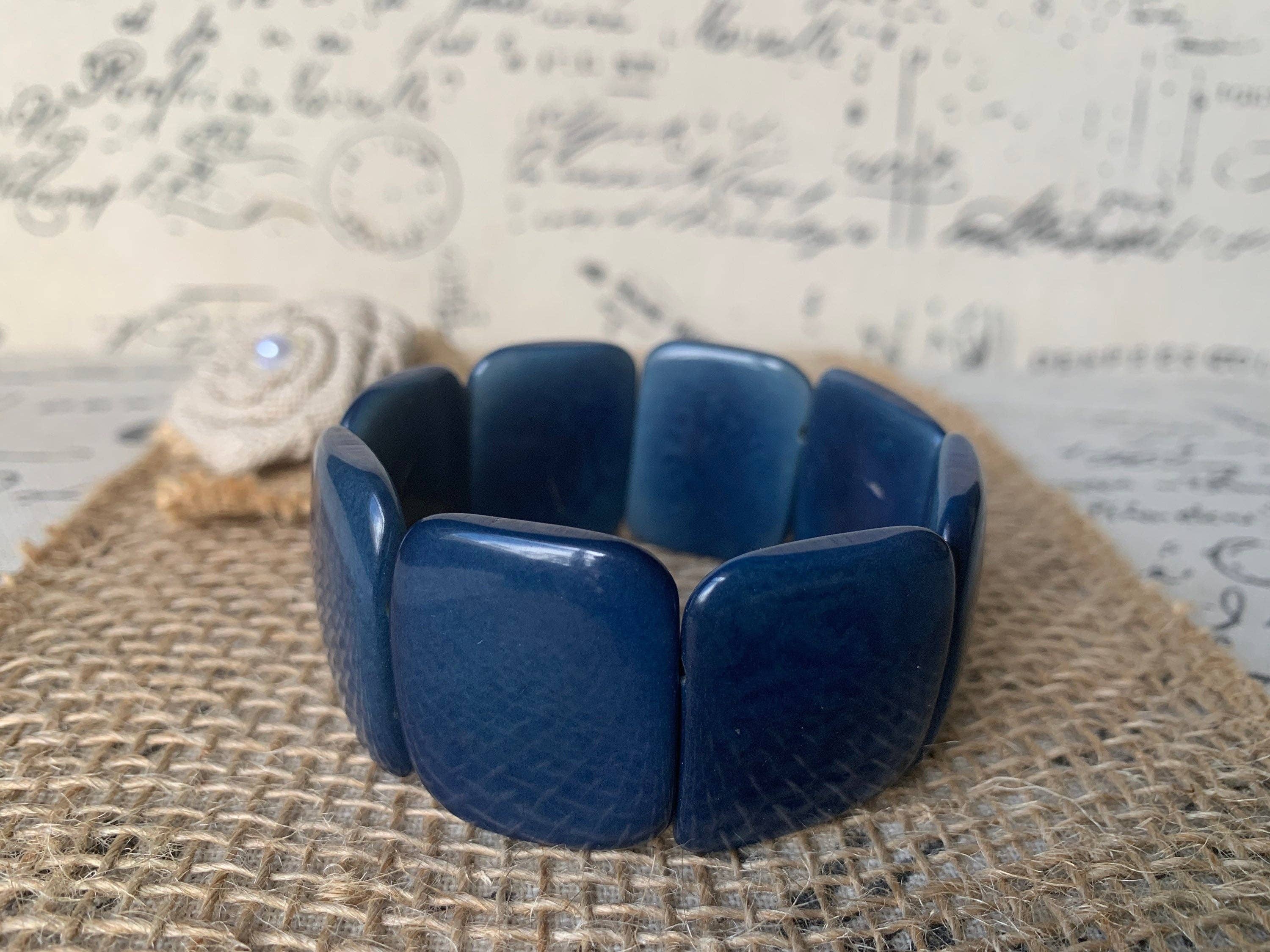 Blue statement tagua bracelet