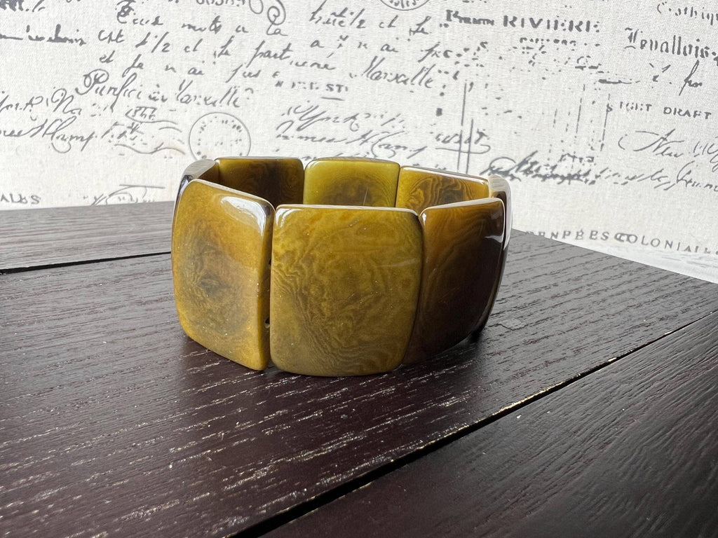 Olive green beaded tagua bracelet