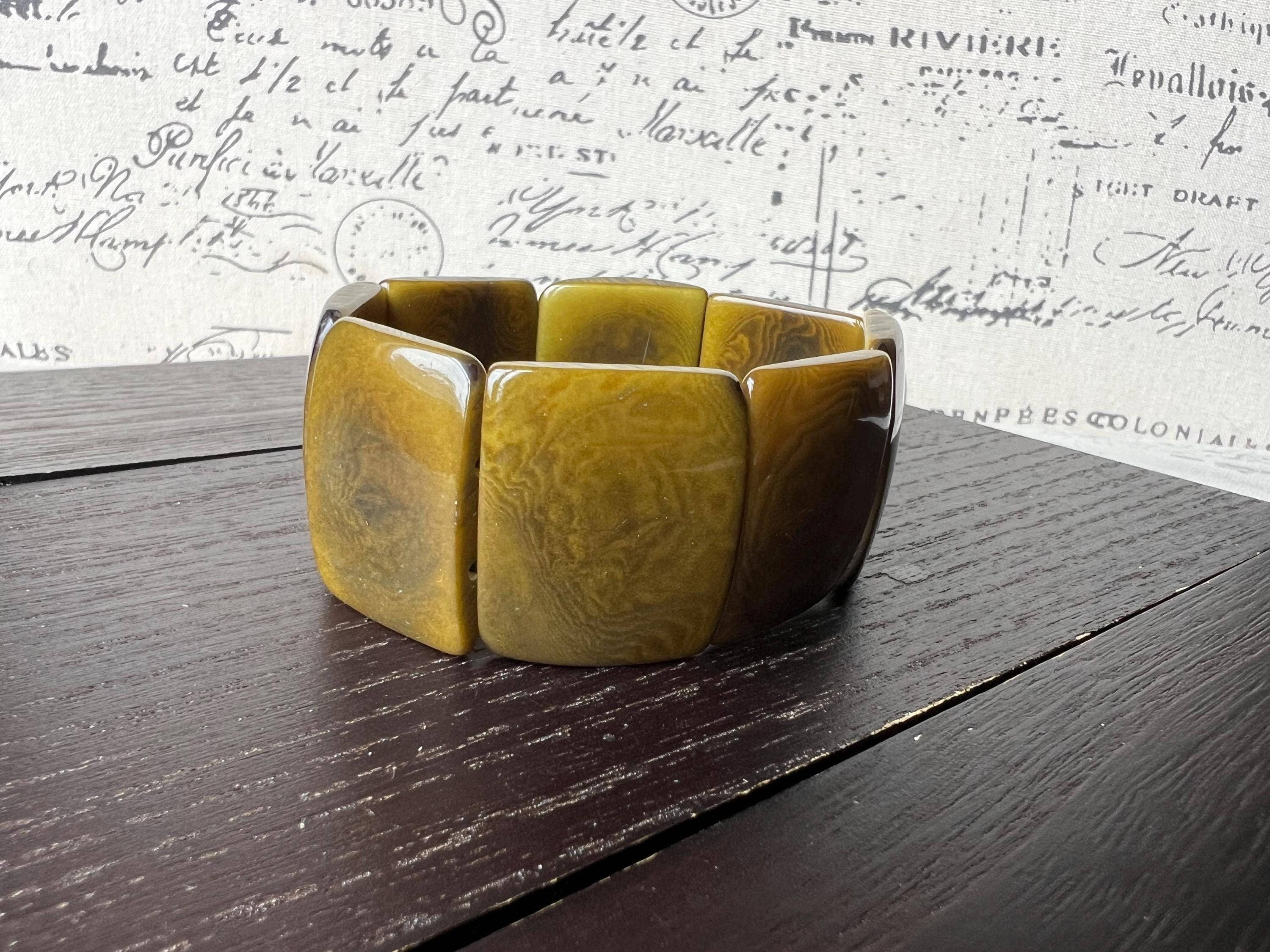 Olive green beaded tagua bracelet