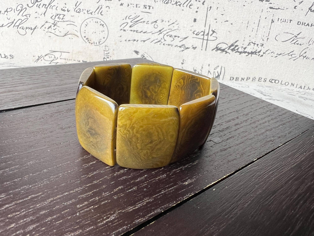 Olive green beaded tagua bracelet