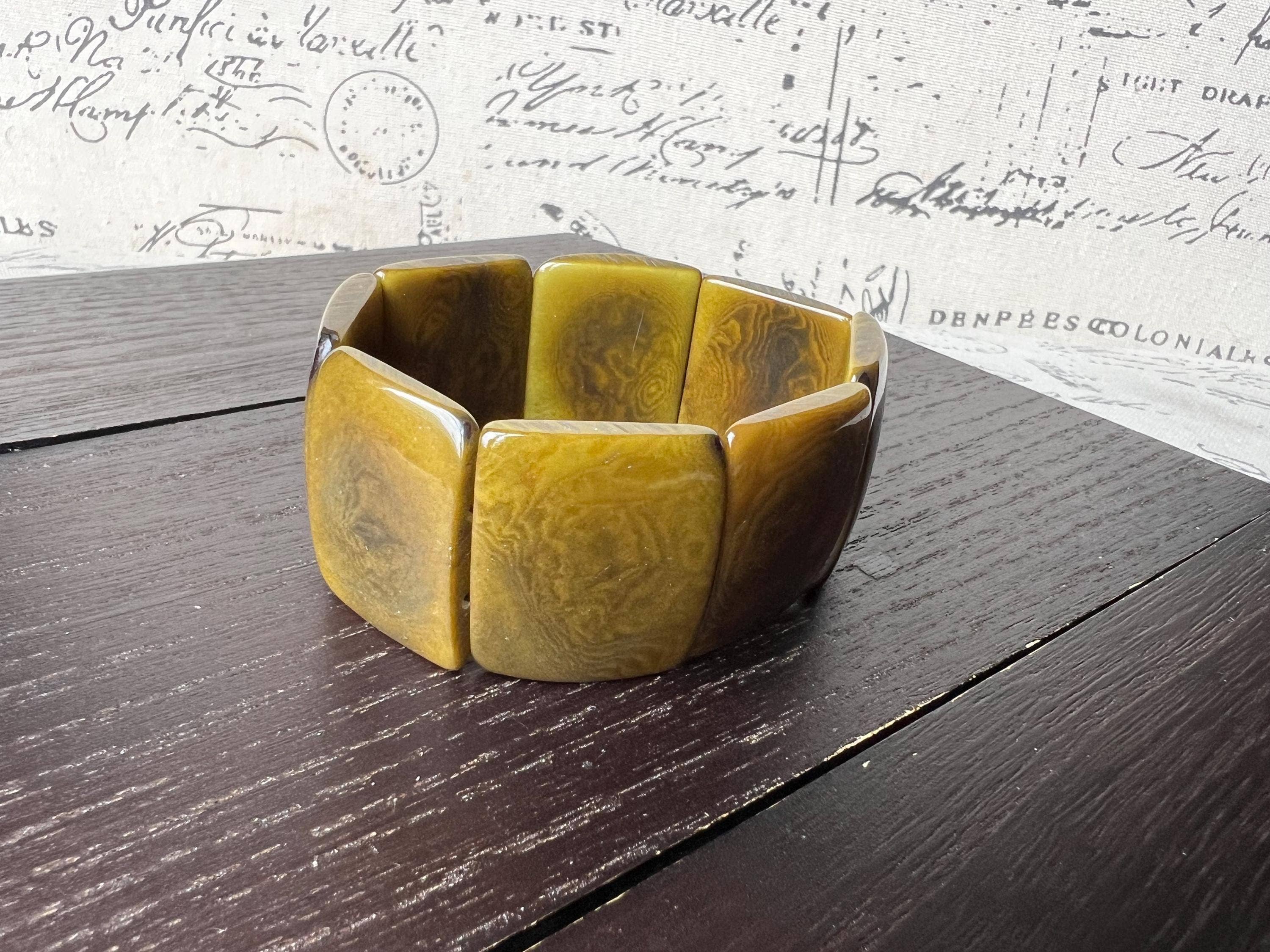 Olive green beaded tagua bracelet