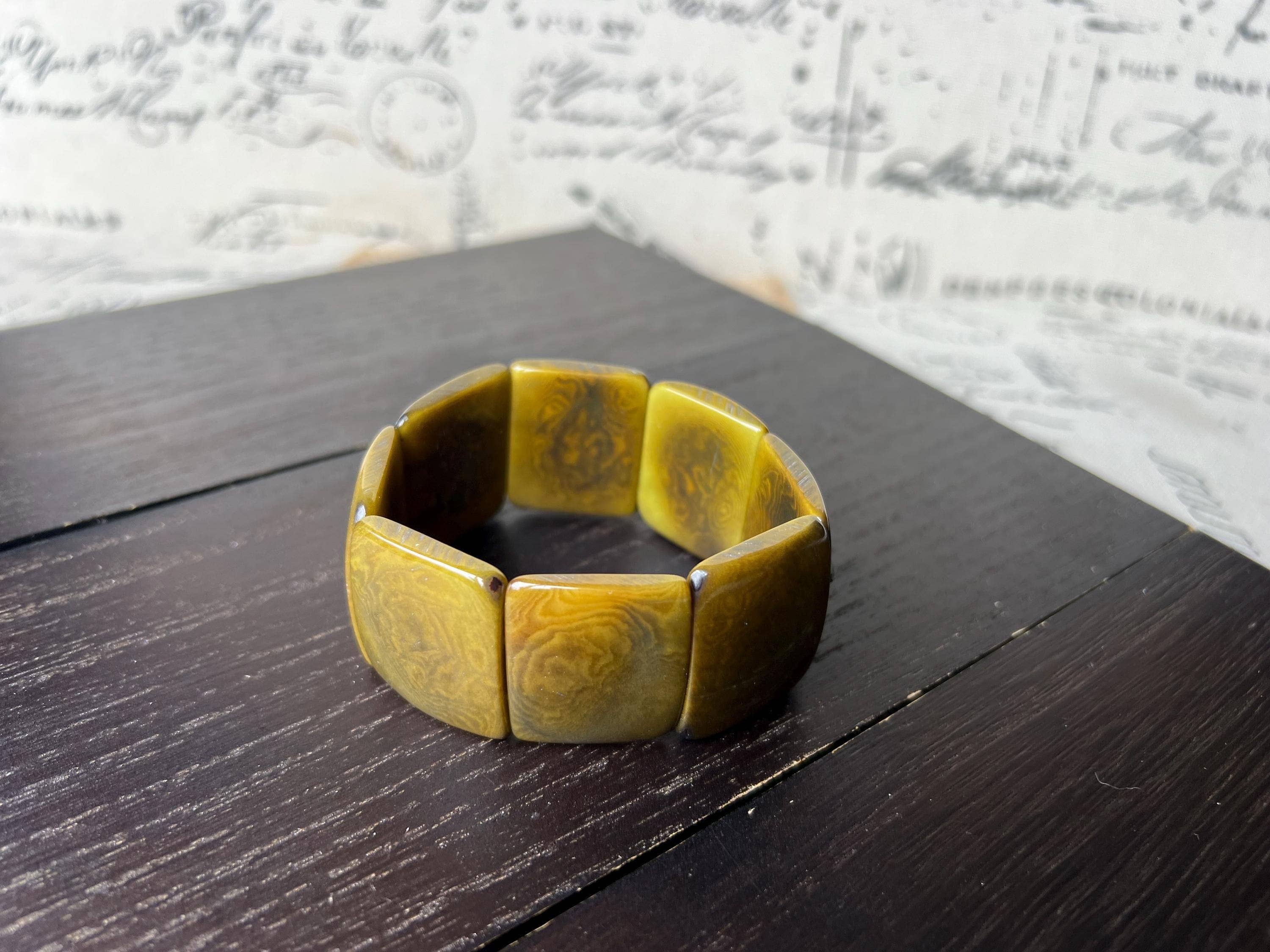 Olive green beaded tagua bracelet
