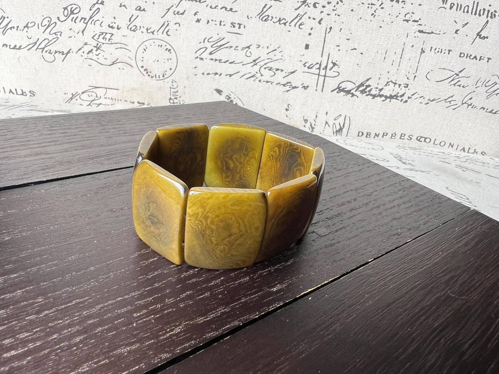 Olive green beaded tagua bracelet