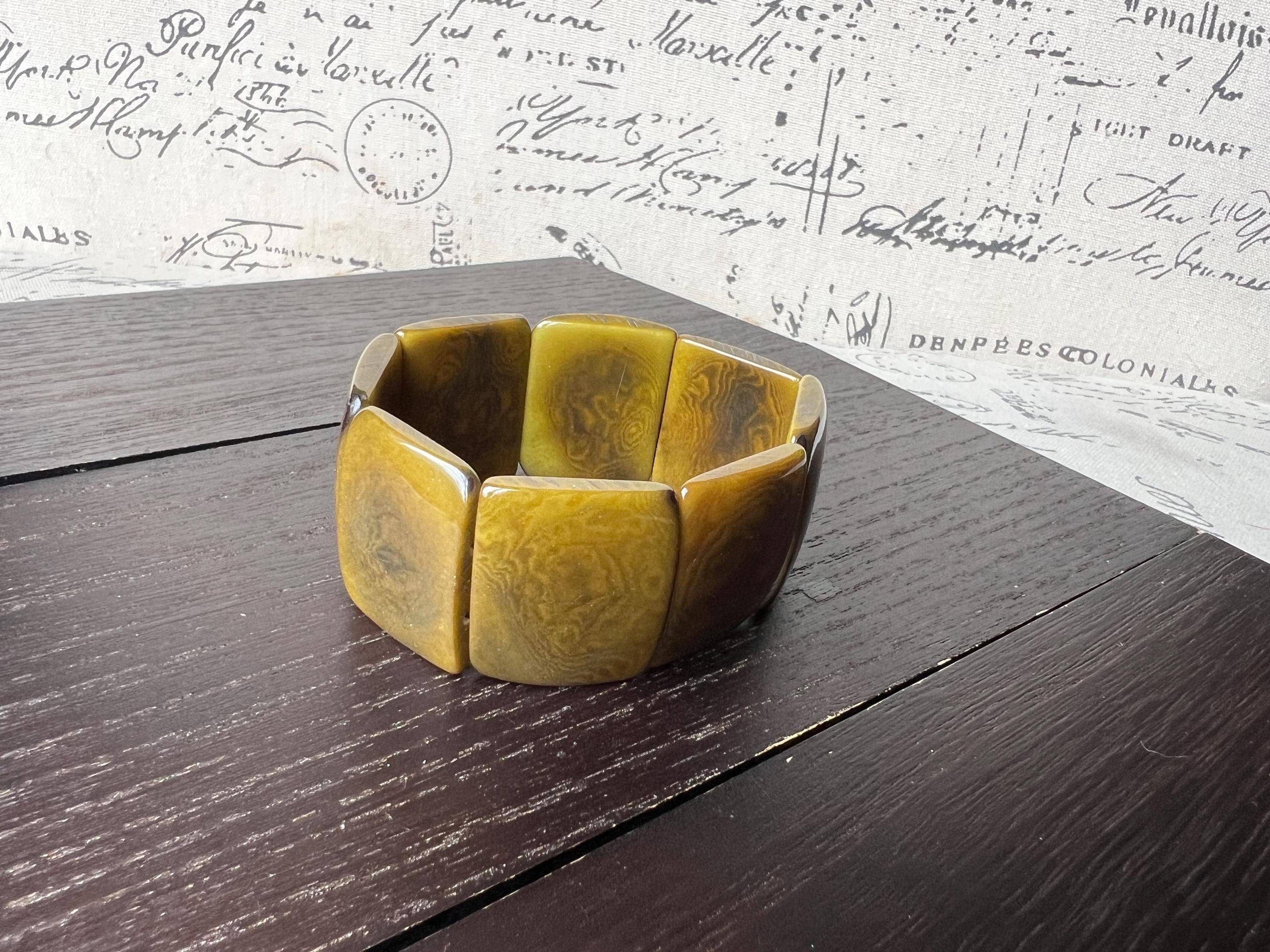 Olive green beaded tagua bracelet