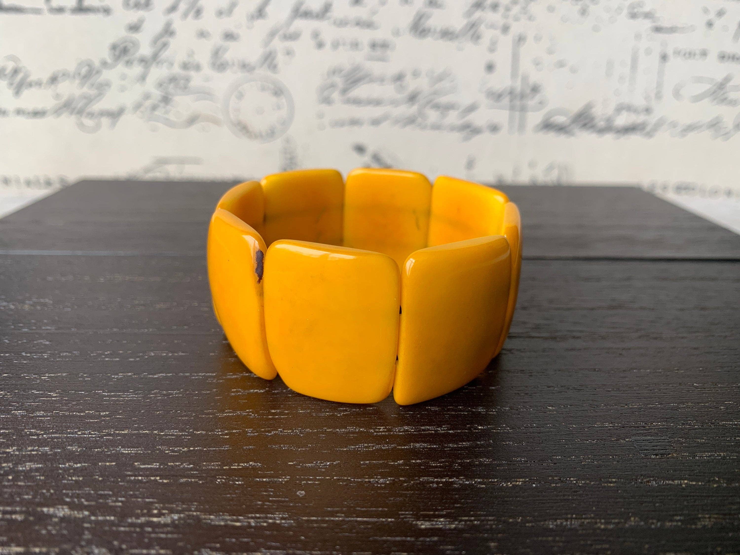Yellow beaded tagua bracelet