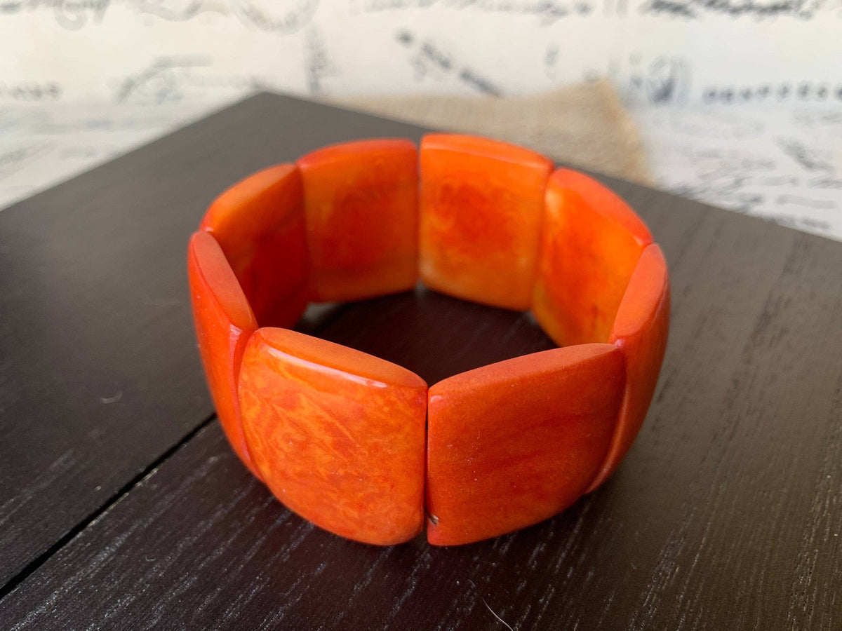 Orange statement tagua bracelet