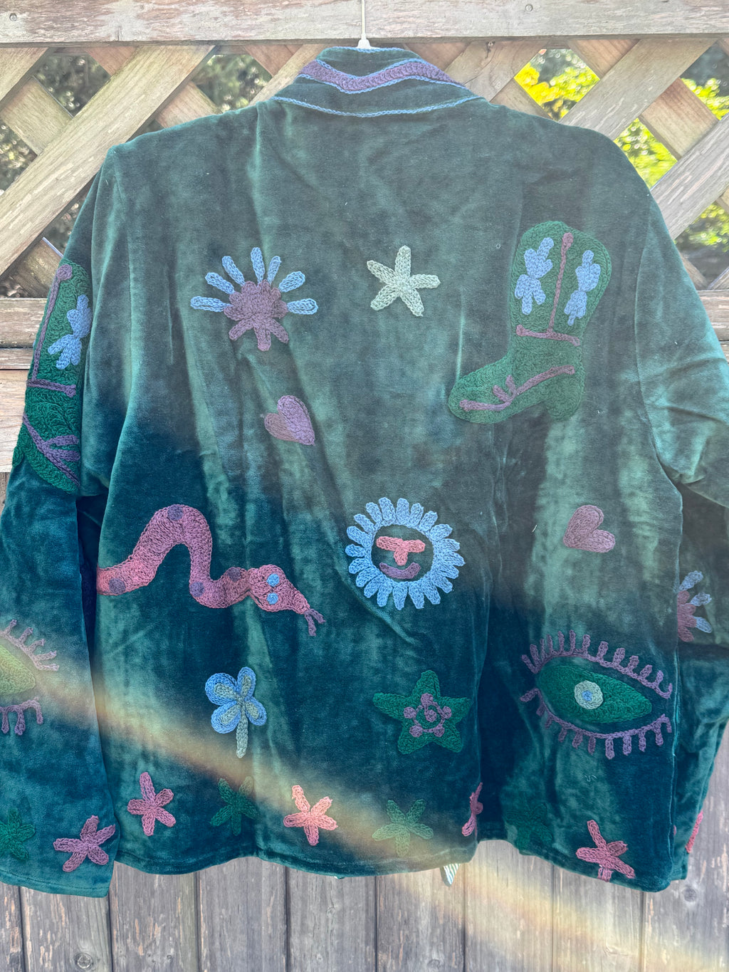 Suzani velvet jacket forest (sjv25)