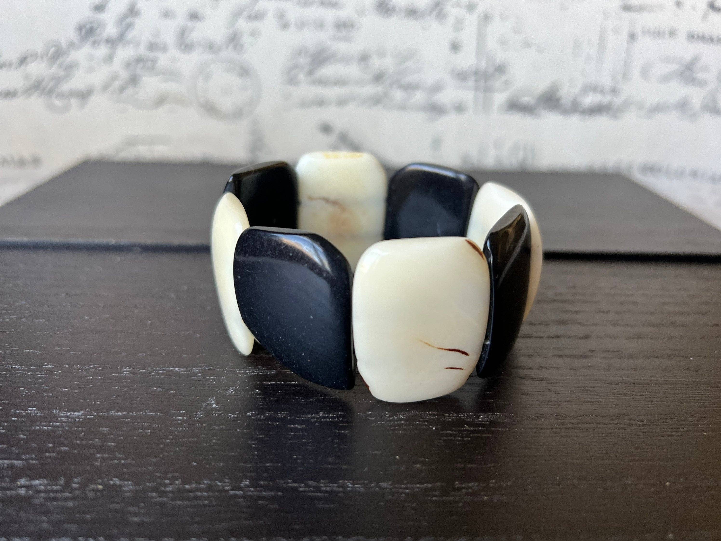 Black and White statement tagua bracelet
