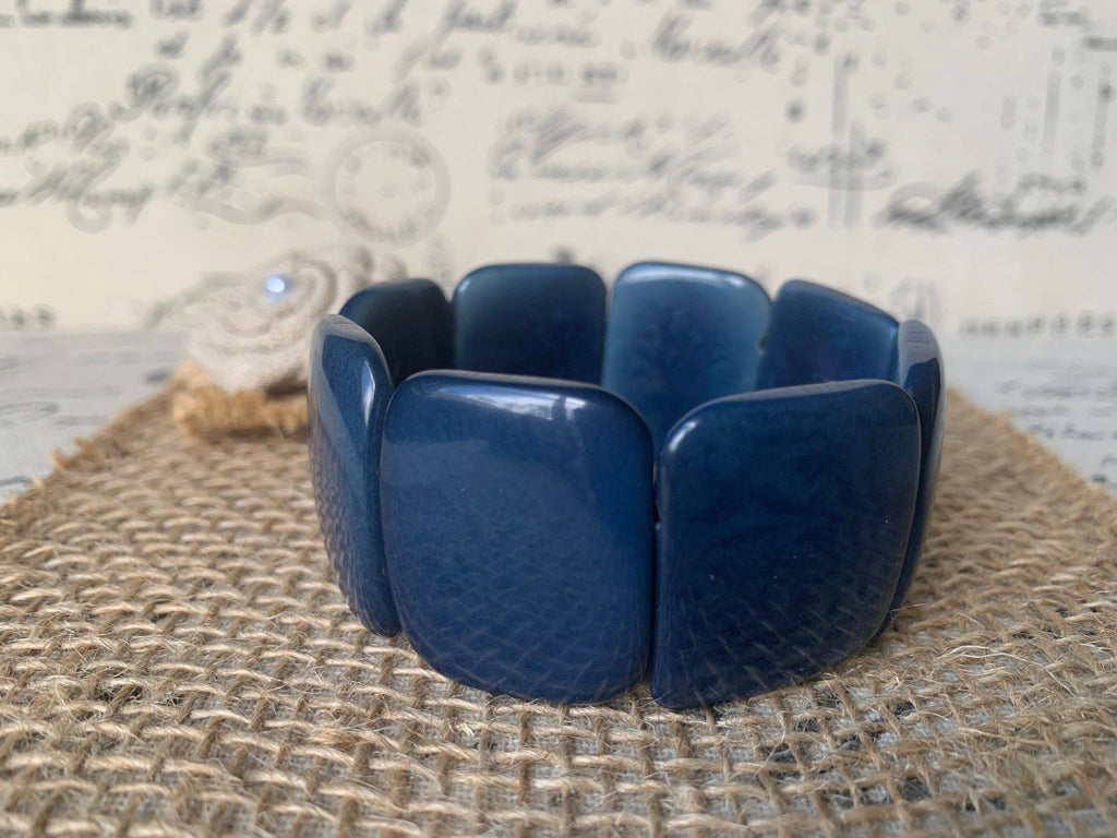 Blue statement tagua bracelet
