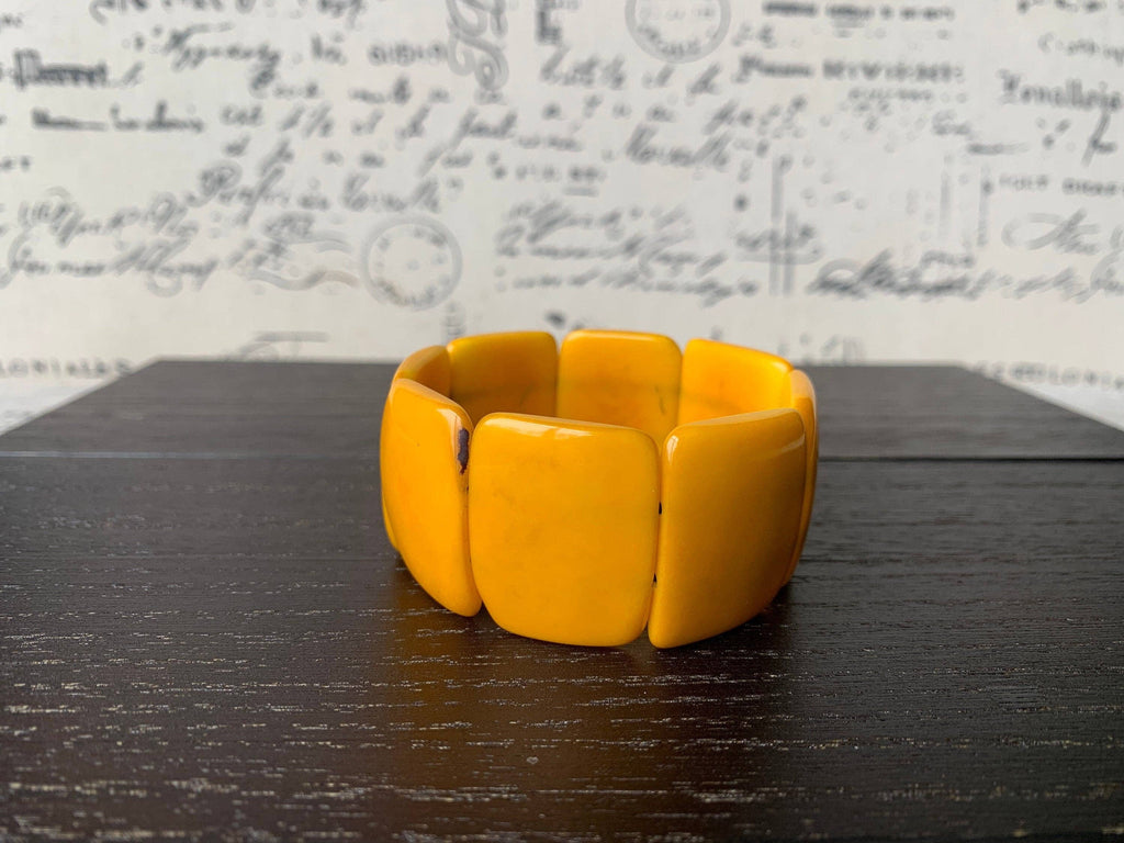 Yellow beaded tagua bracelet