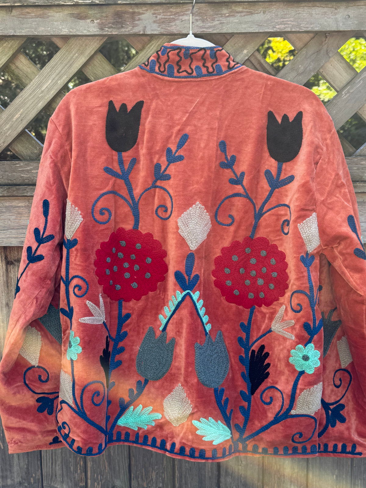 Suzani velvet jacket coral (sjv22)
