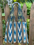 Guatemalan Market Tote - light blue/white