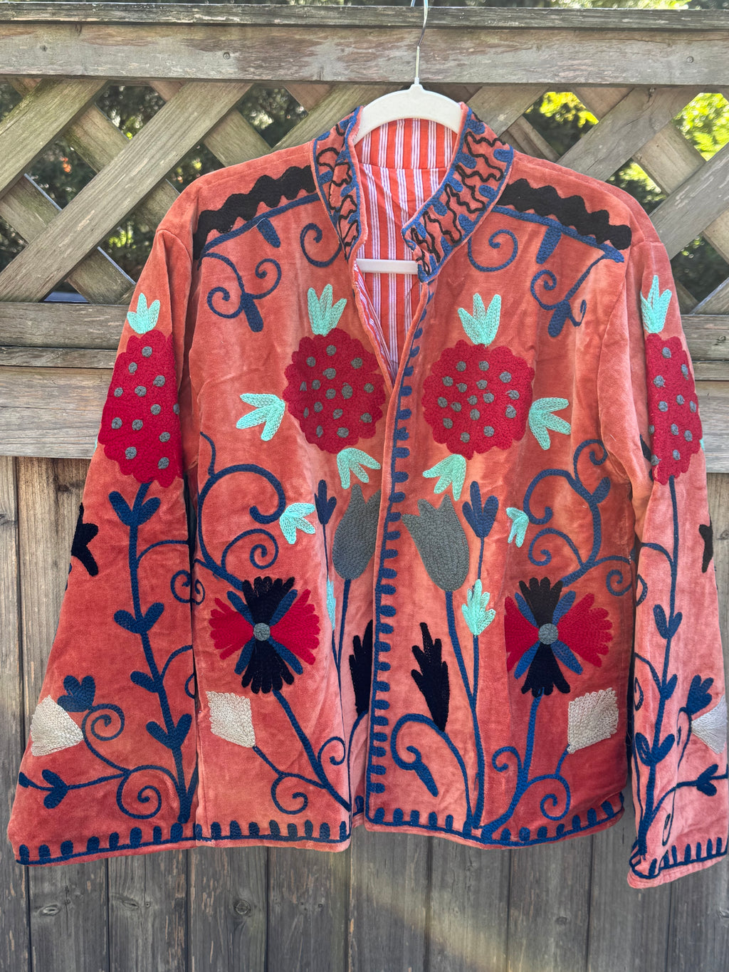 Suzani velvet jacket coral (sjv22)