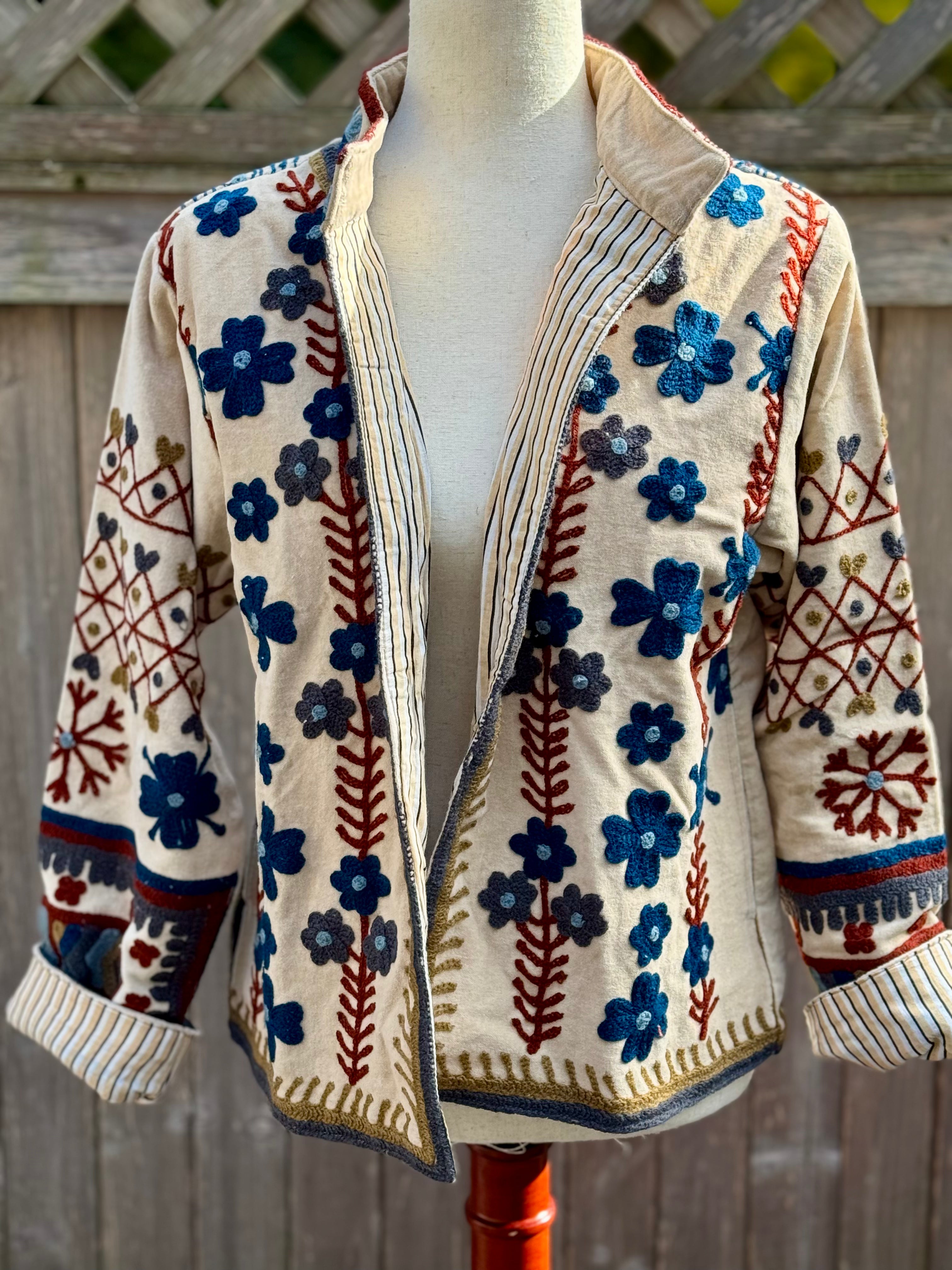 Suzani Jacket - velvet - off white