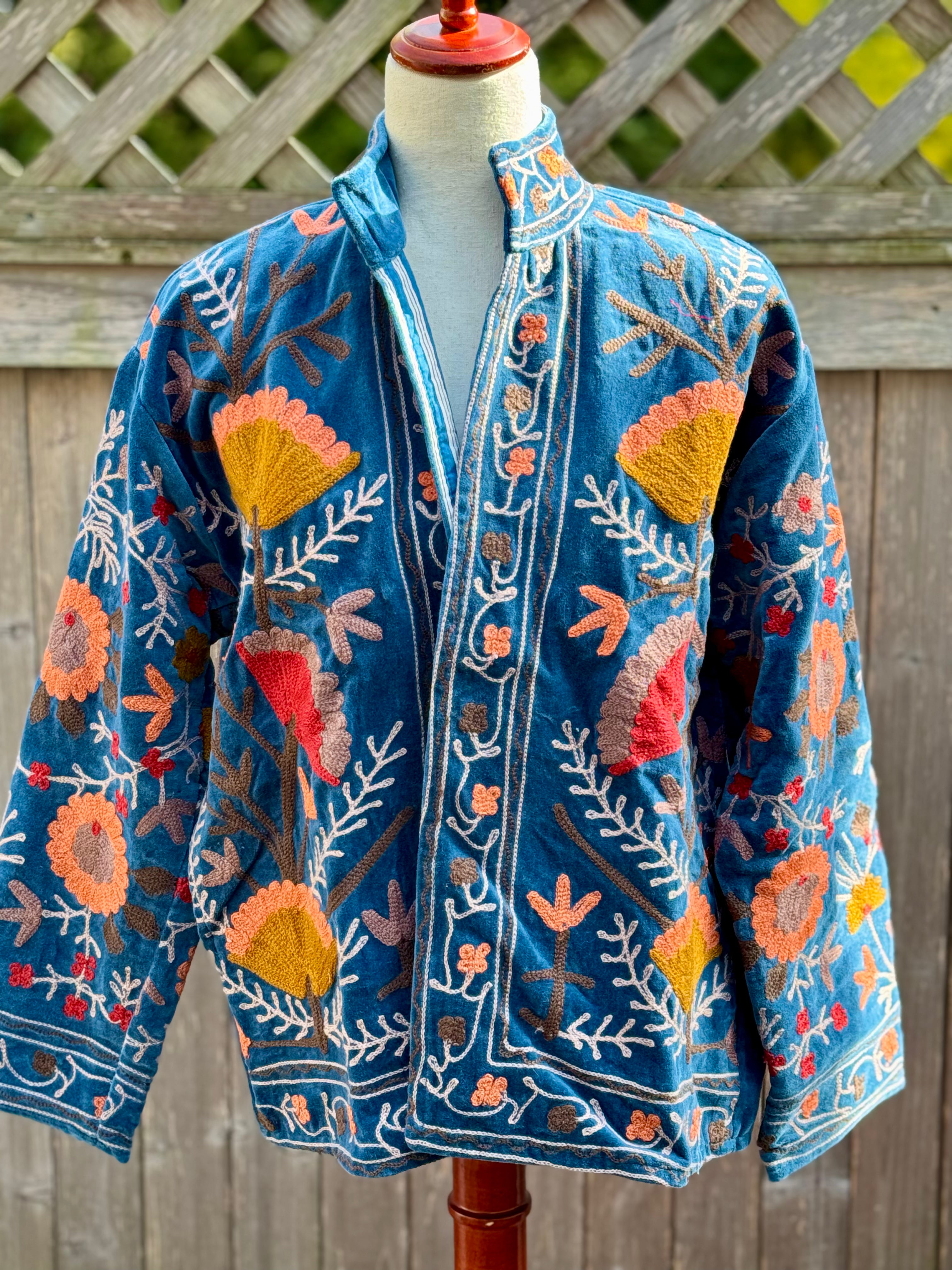 Suzani Jacket - velvet - blue