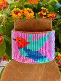 Hummingbird beaded cuff