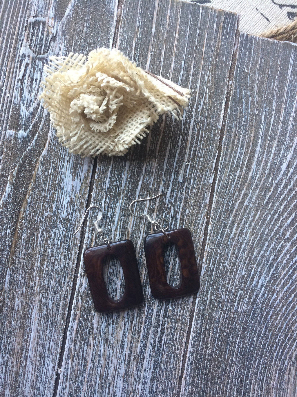 Chocolate brown Tagua earrings