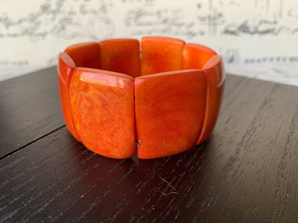 Orange statement tagua bracelet