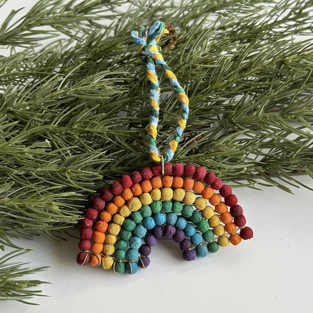 Kantha Rainbow Sari Holiday Ornament