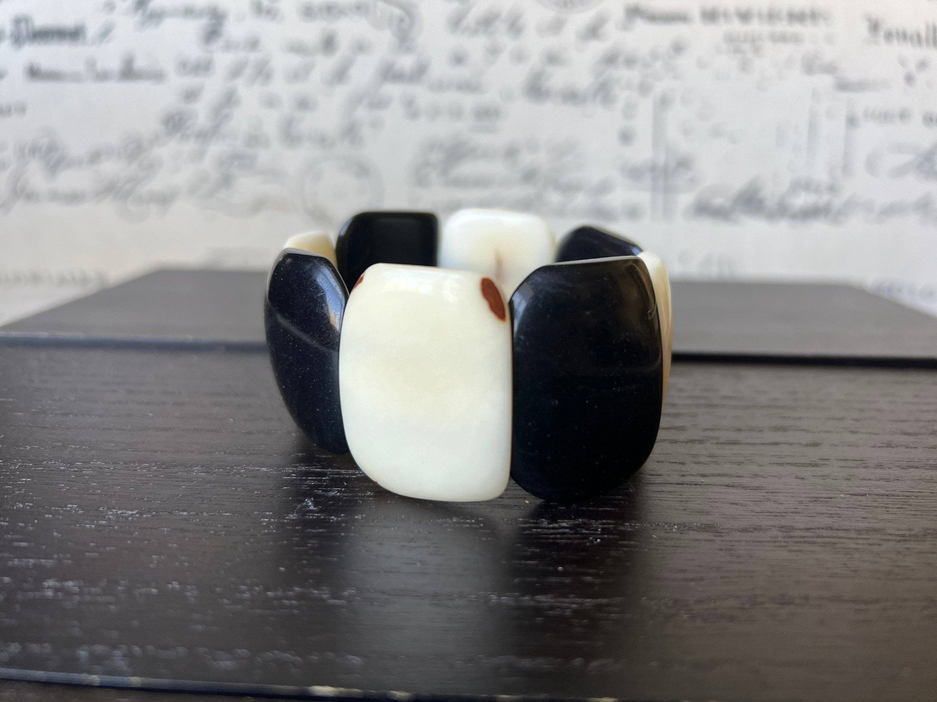 Black and White statement tagua bracelet