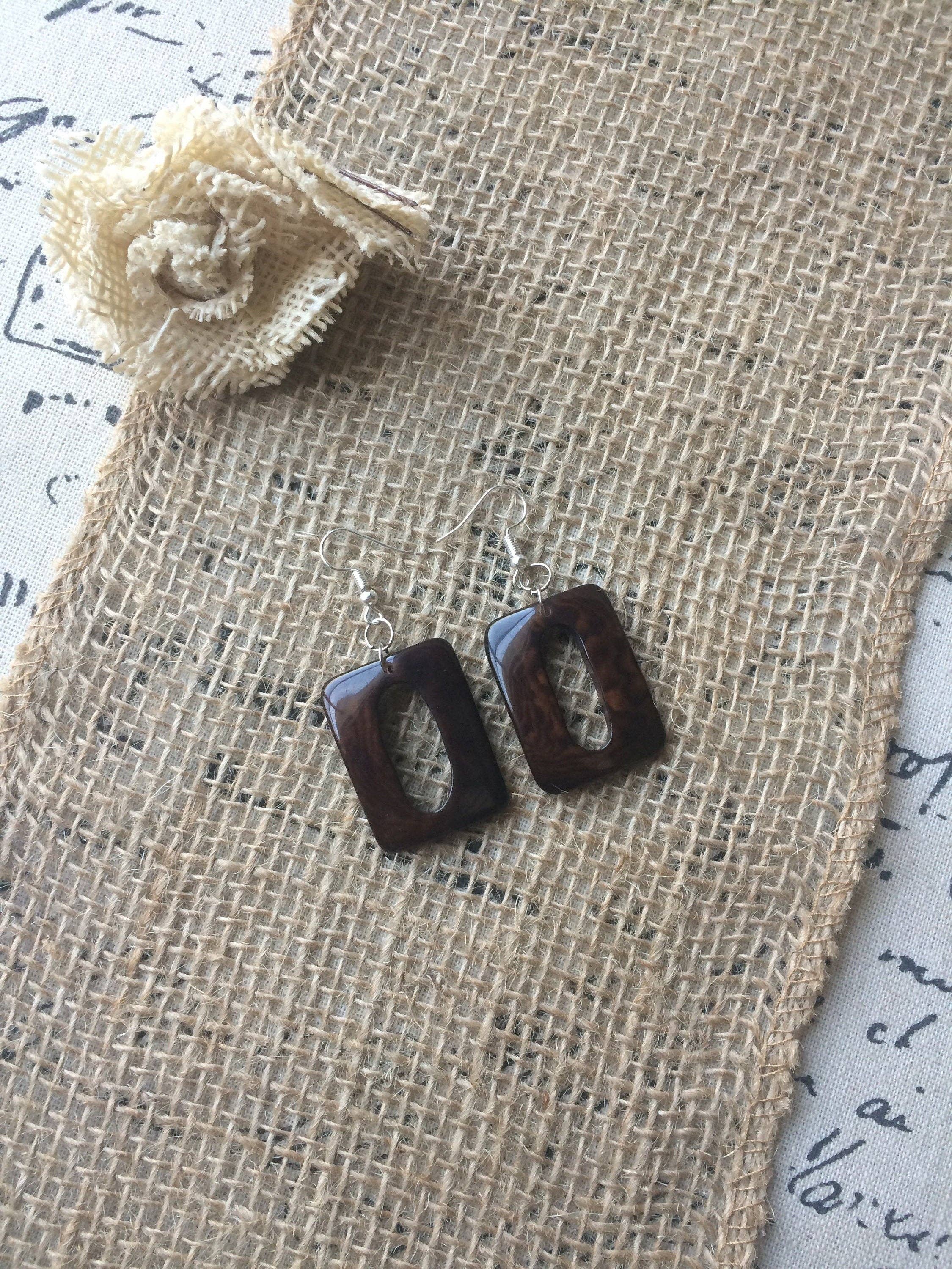 Chocolate brown Tagua earrings