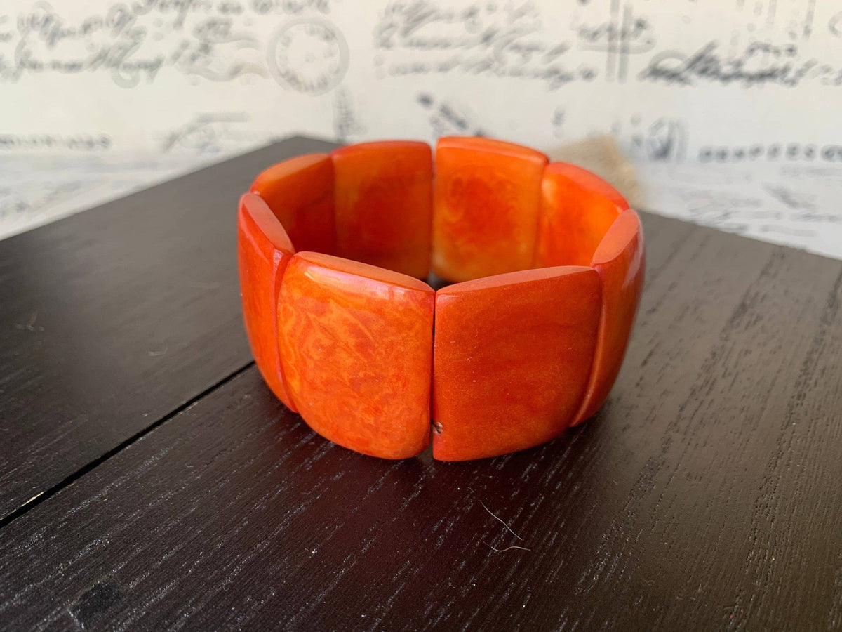 Orange statement tagua bracelet