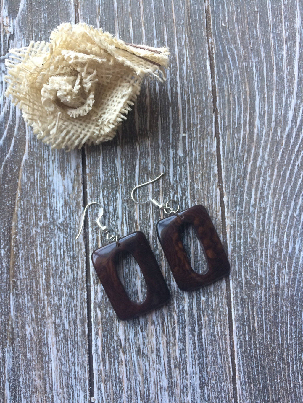 Chocolate brown Tagua earrings