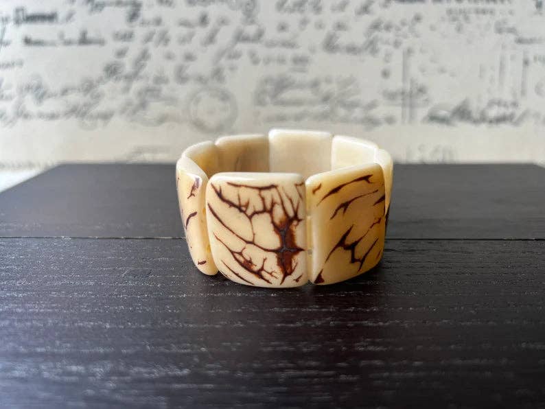 Ivory White Tagua Nut Statement Bracelet,