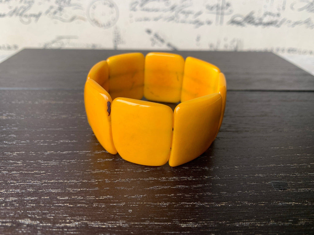 Yellow beaded tagua bracelet