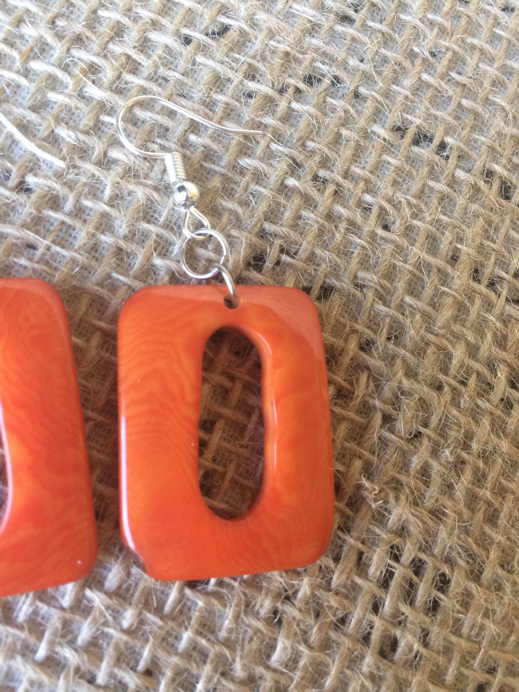 Orange Tagua Nut Dangle Earrings