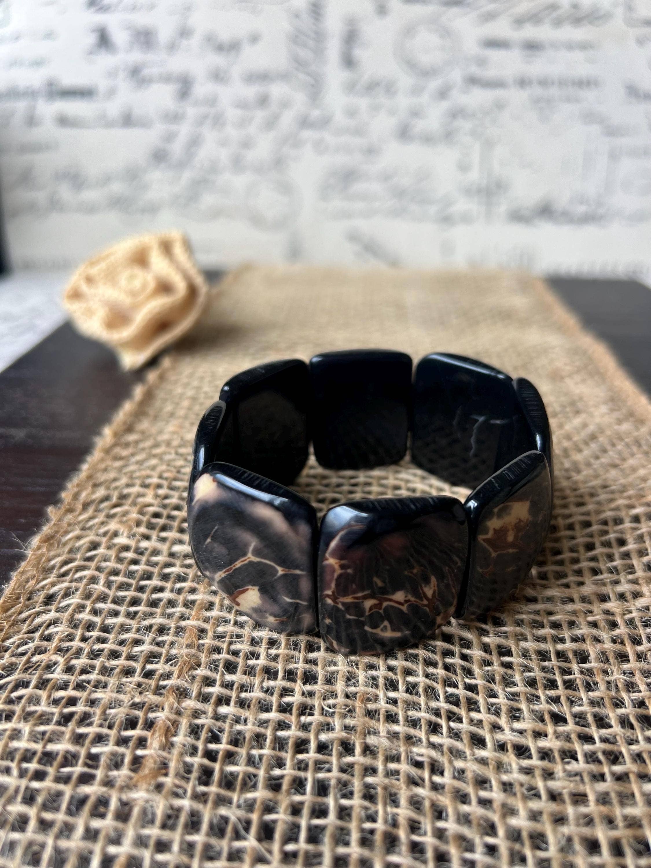 Black statement bracelet Tagua bracelet
