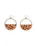 Beaded Handwoven Patchwork Circle Earrings (Sweet Escape)