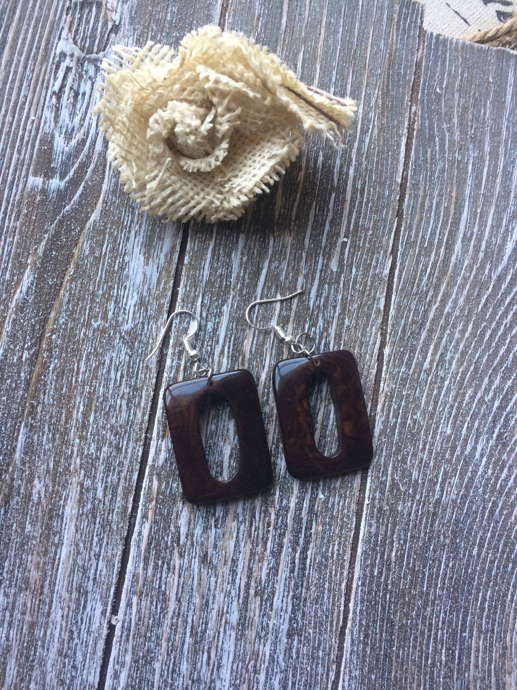 Chocolate brown Tagua earrings