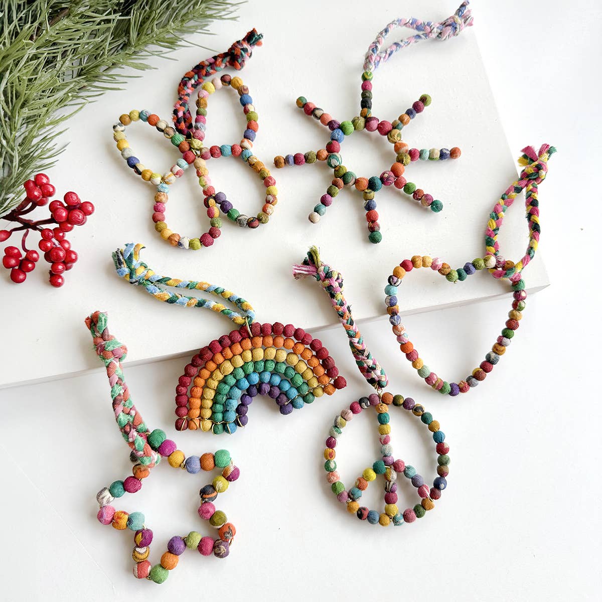 Kantha Rainbow Sari Holiday Ornament